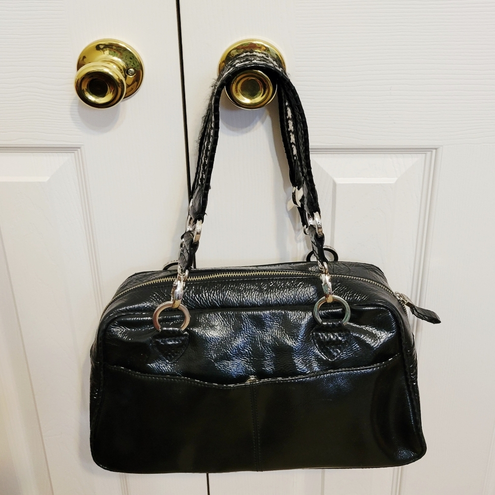 The SAK Elegant Black Patent Leather Handbag Shoulder Bag - LIKE NEW Condition
